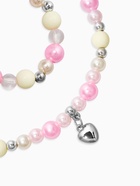 Набор детский «Выбражулька» 2 предмета: бусы, браслет d=6 см сердце, розовый в серебре - фото 68178498