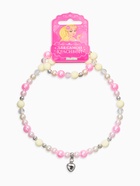 Набор детский «Выбражулька» 2 предмета: бусы, браслет d=6 см сердце, розовый в серебре - фото 68178499