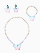 Набор детских украшений «Выбражулька. Бабочка», 3 предмета: бусы, браслет d=6 см, клипсы, белый, голубой - фото 68178505