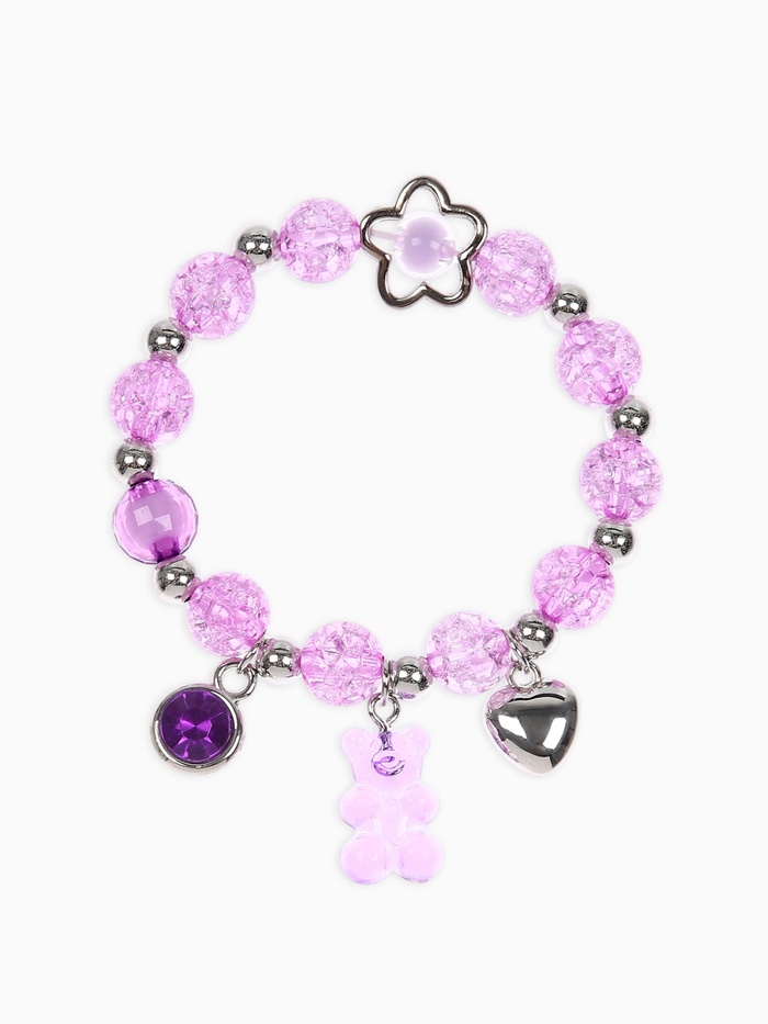Браслет детский «Выбражулька» мармеладный мишка, сердце, d=6 см сиреневый в серебре - Фото 1