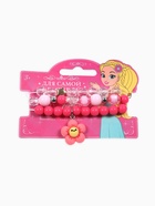 Набор браслетов детский Выбражулька «Цветок» 3 шт. d=6 см бело-розовый - Фото 5