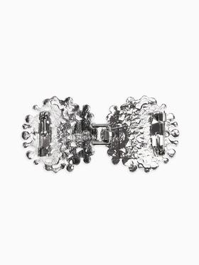 Зажим для кардигана «Ажур. Веер», белый в серебре