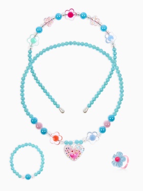 Комплект детский «Выбражулька. Сердце», 4 предмета: клипсы, бусы, кольцо, ободок, МИКС