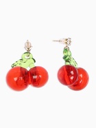 Серьги объёмные «Вишня», красно-зелёные в золоте - фото 68178625