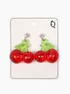 Серьги объёмные «Вишня», красно-зелёные в золоте - фото 68178626