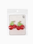 Серьги объёмные «Вишня», красно-зелёные в золоте - фото 68178628