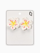 Серьги гвоздики «Цветок Лилии», белые (комплект 2 шт) - фото 68178671