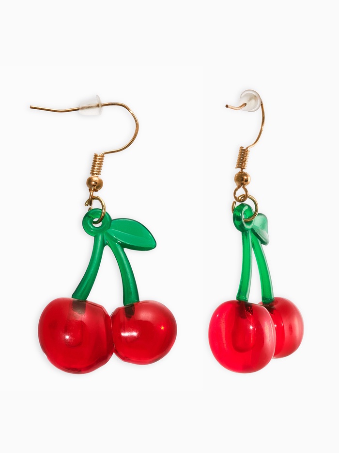 Серьги висячие «Вишня», на петельке. цветные в золоте