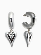 Серьги кольца с подвеской «Сердечки», d=2.5 см, цвет серебро - фото 68178693