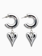 Серьги кольца с подвеской «Сердечки», d=2.5 см, цвет серебро - фото 68178694