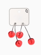 Серьги двойные «Черешня», красные в серебре - фото 68178716