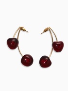 Серьги двойные «Черешня», бордовые в золоте - фото 68178719