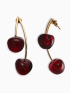 Серьги двойные «Черешня», бордовые в золоте - фото 68178720