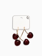 Серьги двойные «Черешня», бордовые в золоте - фото 68178721