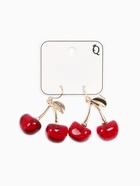 Серьги «Вишенка», бордовые в золоте - фото 68178724