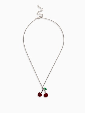 Кулон на цепочке «Черешня», 40 см, бордово-зелёный в серебре