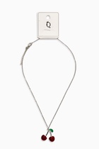 Кулон на цепочке «Черешня», 40 см, бордово-зелёный в серебре (комплект 2 шт) - фото 68178736