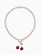 Кулон-цепь крупная «Вишня», красный в золоте 40 см (комплект 2 шт) - фото 68178737