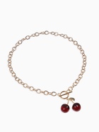 Кулон-цепь крупная «Вишня», красный в золоте 40 см (комплект 2 шт) - фото 68178741