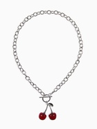 Кулон-цепь крупная «Вишня», красный в серебре 40 см (комплект 2 шт) - фото 68178746