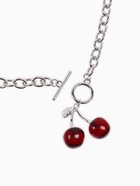 Кулон-цепь крупная «Вишня», красный в серебре 40 см (комплект 2 шт) - фото 68178748