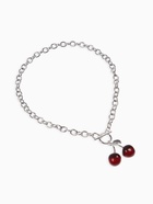 Кулон-цепь крупная «Вишня», красный в серебре 40 см (комплект 2 шт) - фото 68178750