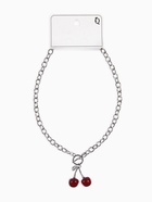 Кулон-цепь крупная «Вишня», красный в серебре 40 см (комплект 2 шт) - фото 68178751