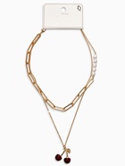 Кулон на цепочке 2 яруса «Вишня», 40 и 50 см, бордовый в золоте - Фото 4