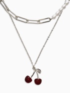 Кулон на цепочке 2 яруса «Вишня», 40 и 50 см, бордовый в серебре - Фото 2
