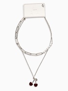 Кулон на цепочке 2 яруса «Вишня», 40 и 50 см, бордовый в серебре - Фото 4