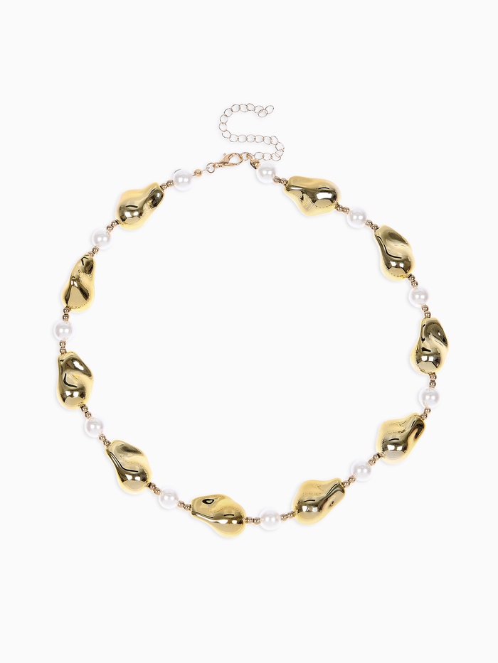 Бусы «Жемчуг Борокко», белые в золоте, 40 см - Фото 1