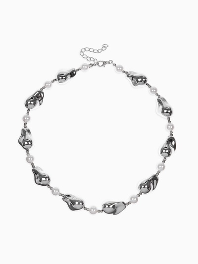 Бусы «Жемчуг Борокко», белые в серебре 40 см