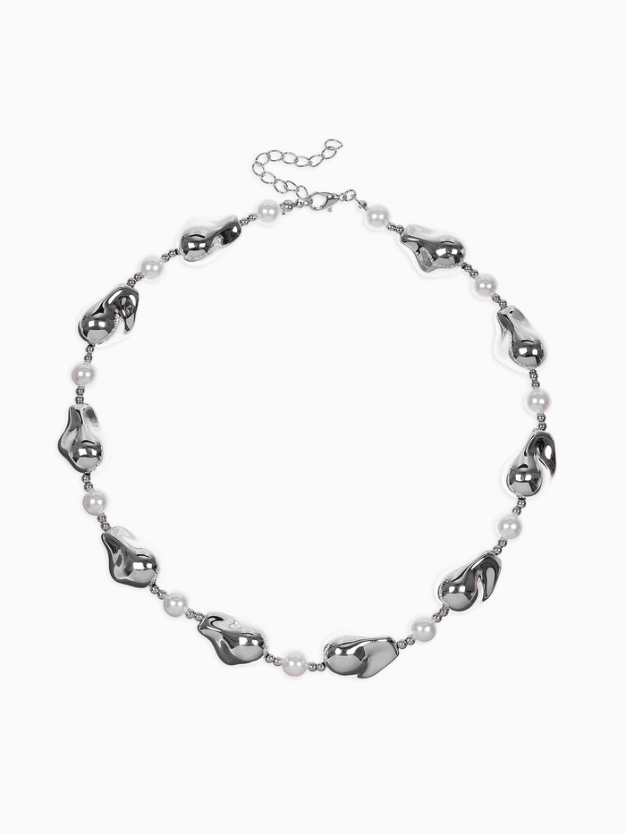 Бусы «Жемчуг Борокко», белые в серебре 40 см - Фото 1