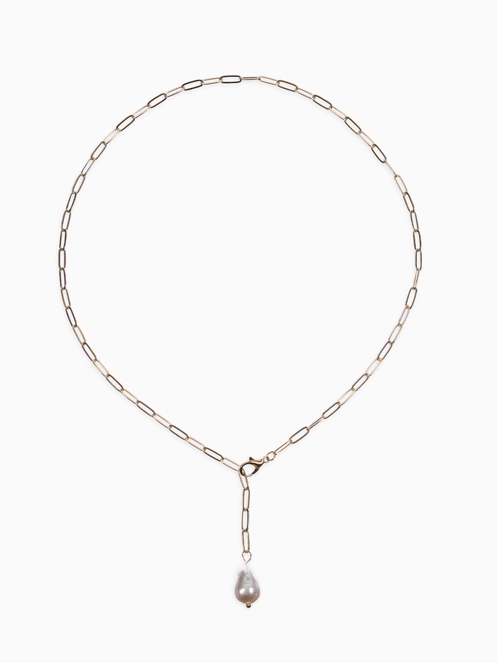 Цепь с подвеской «Жемчужина», вытянутое звено, L=45 см, белая в золоте - Фото 1