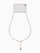 Цепь с подвеской «Жемчужина», вытянутое звено, белая в золоте (комплект 2 шт) - фото 68178812