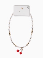 Кулон на жемчужных бусах «Вишня», белый в золоте - фото 68178846