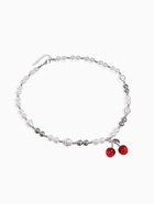 Кулон на жемчужных бусах «Вишня», белый в серебре - фото 68178853