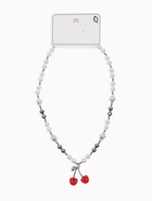 Кулон на жемчужных бусах «Вишня», белый в серебре - фото 68178854