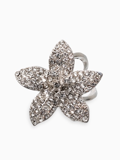 Кольцо для платка «Цветок Лилии», белое в серебре