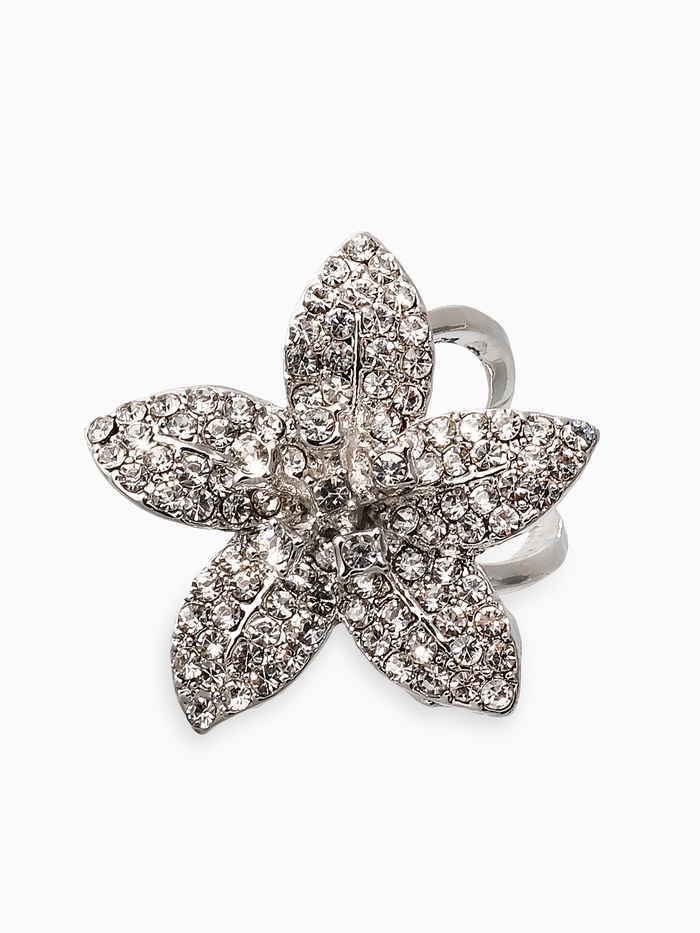 Кольцо для платка «Цветок Лилии», белое в серебре - Фото 1