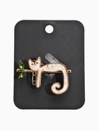 Брошь перламутровая «Котёнок на ветке», белая в золоте - фото 68178884