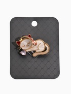 Брошь перламутровая «Котёнок в наушниках», белая в золоте - фото 68178888