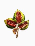 Брошь «Листья Ясеня», зелёно-коричневая в золоте - Фото 1