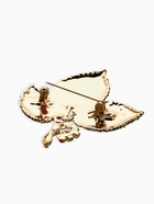 Брошь «Листья Ясеня», зелёно-коричневая в золоте - Фото 3