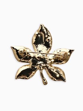 Брошь «Лист Клёна», жёлто-коричневая в золоте