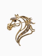 Брошь со стразами «Лошадь», белая в золоте - фото 68178921