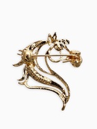 Брошь со стразами «Лошадь», белая в золоте - фото 68178922