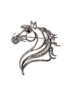 Брошь со стразами «Лошадь», белая в серебре - фото 68178925