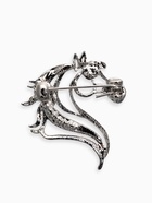 Брошь со стразами «Лошадь», белая в серебре - фото 68178926