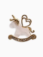 Брошь «Лошадка-Качалка. Единорог», белая в золоте - фото 68178929